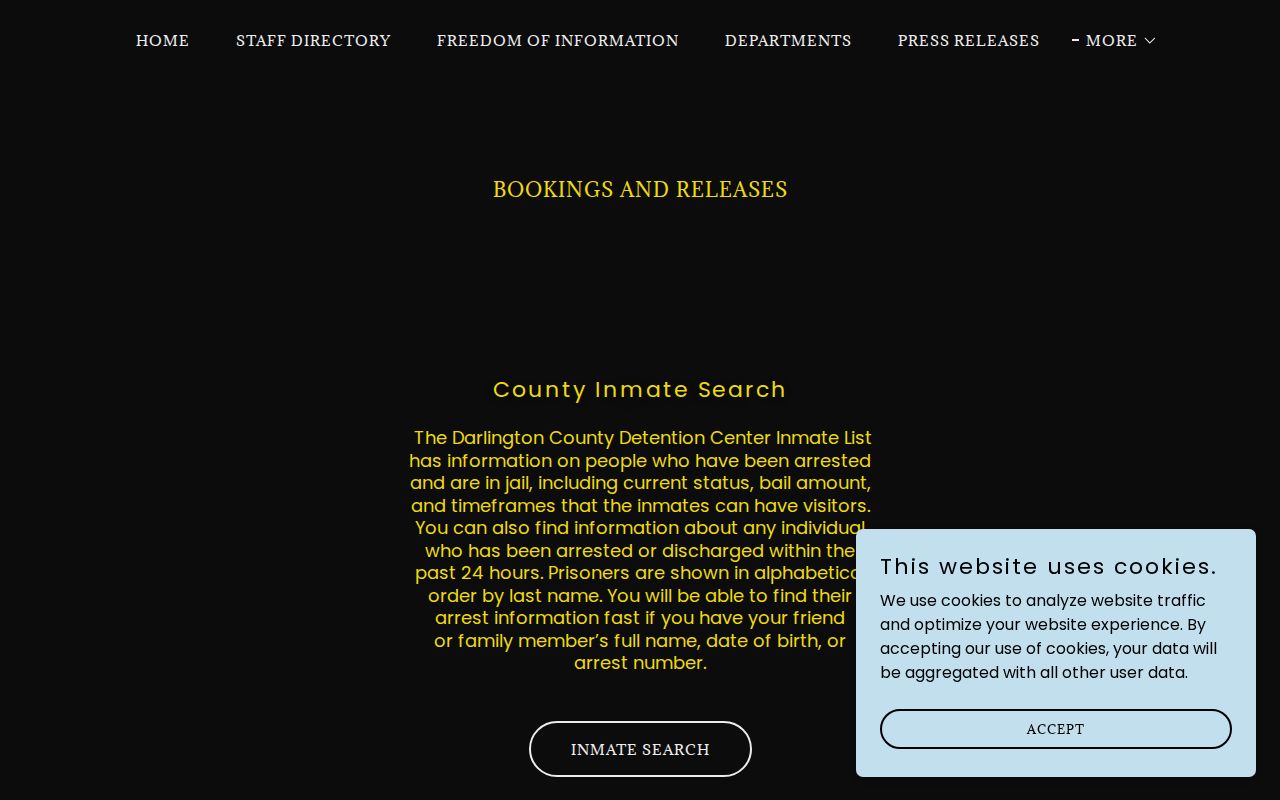 Darlington County booking and release record search explanation